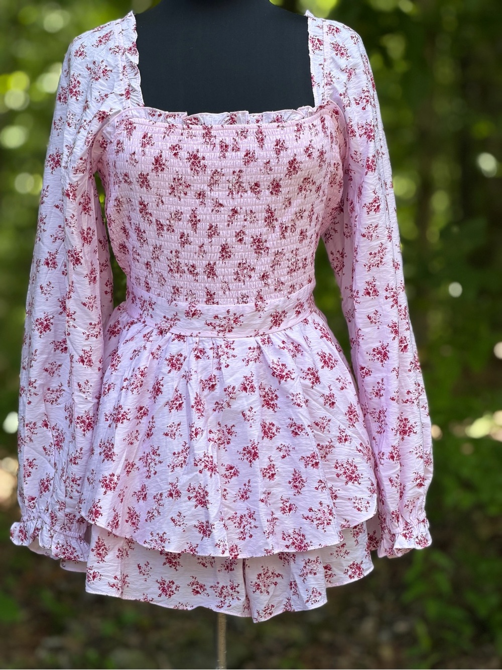 Smocked Floral Pink Romper